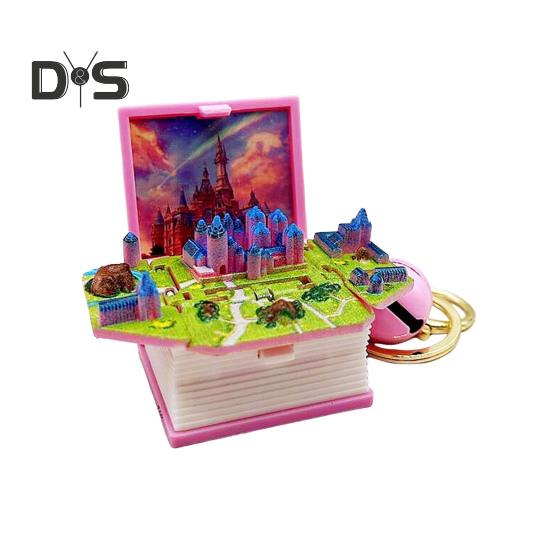 

Книжковий брелок 3D-сцена Дизайн ручного ремінця Подарунок для вечірки Поліпшення креативності Чудові дитячі шкільні ранці Брелок із кнопкою F