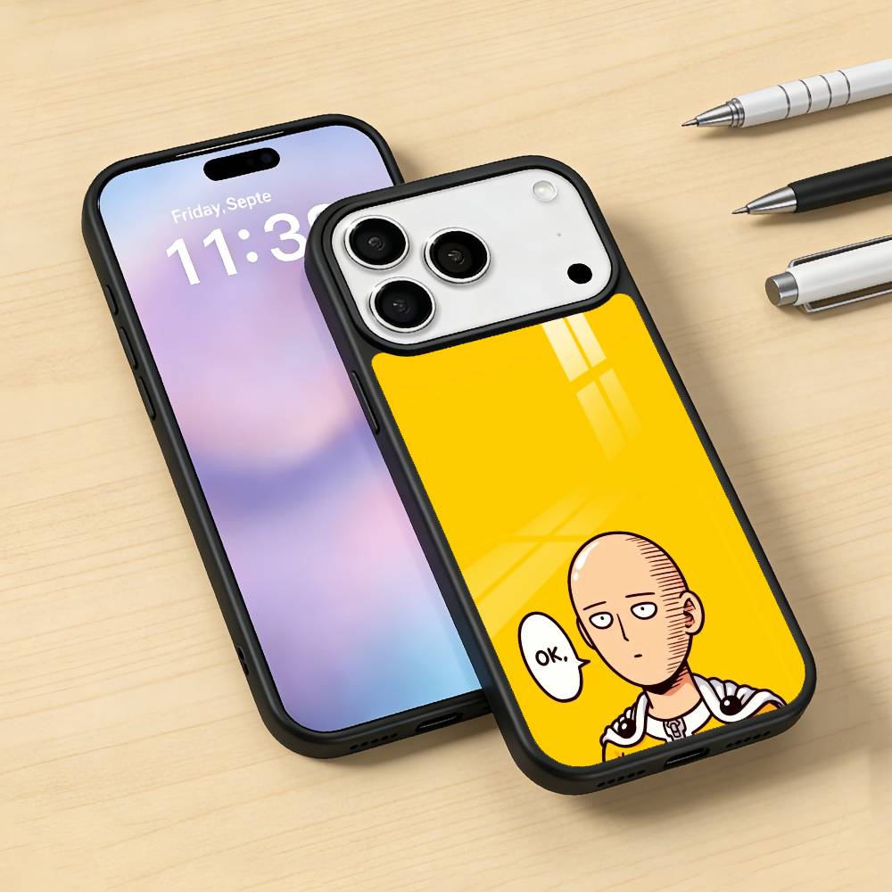 One P-Punch Anime S-Saitama M-Man Phone Case For iPhone17,16,15,14,13,12,Pro,Max,Magnetic For Magsafe Wireless Charging iPhone14Plus