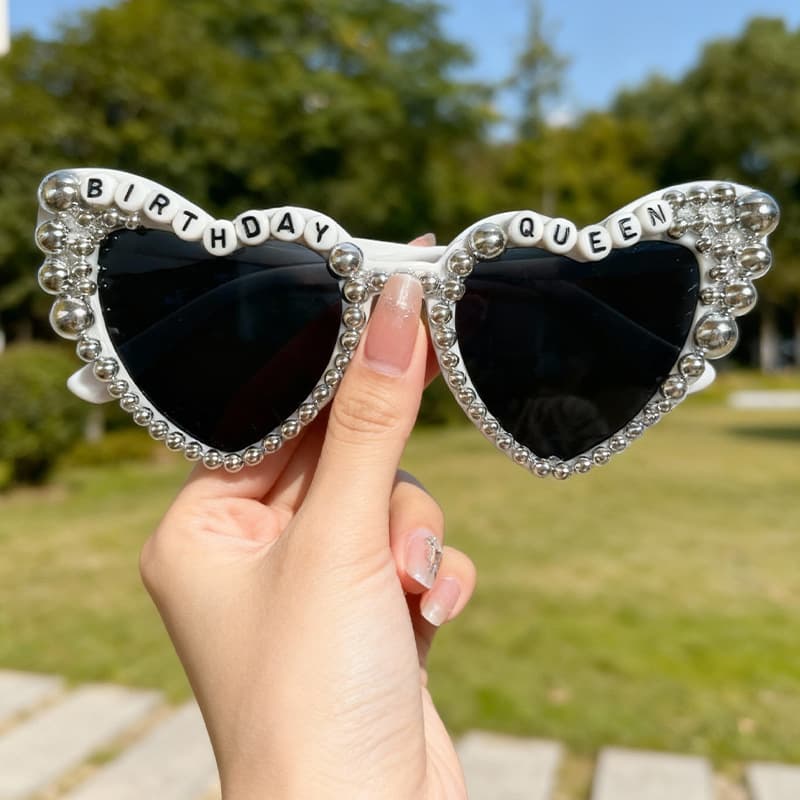 Bling Pearl Just Married Heart Sunglasses For Bride Bachelorette Party Wedding Honeymoon Fashion Eyewear KJ230