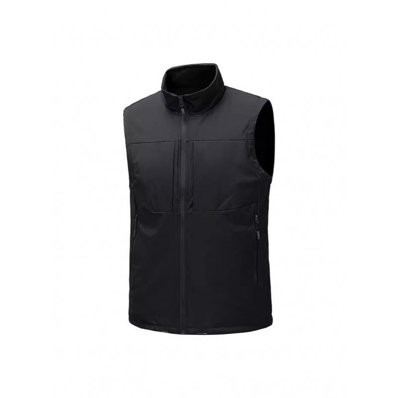 Autumn and Winter Men's Middle-aged Velvet Thickened Vest with A Base To Keep Warm and Casual Vest, Wearing A Multi-pocket Vest on Both Sides