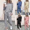 Tuta da jogging da donna alla moda da donna Solid 2 pezzi Tuta da jogging Casual Pullover Tuta Abbigliamento sportivo Pantaloni lunghi Felpe Completi da jogging