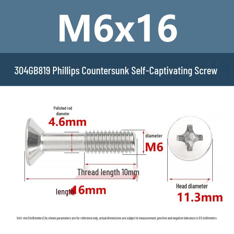 Yigu 304 Stainless Steel M3M4M5 Anti-Loosening Captive Countersunk Screw