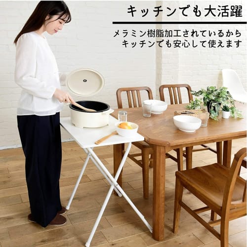 YAMAZEN RYST5040H(BKBK4) Folding Table, 70cm High, Scratch, Stain, Moisture, and Heat Resistant, 50cm Wide X 48cm Deep, Side Table/Mini Table, Fully A