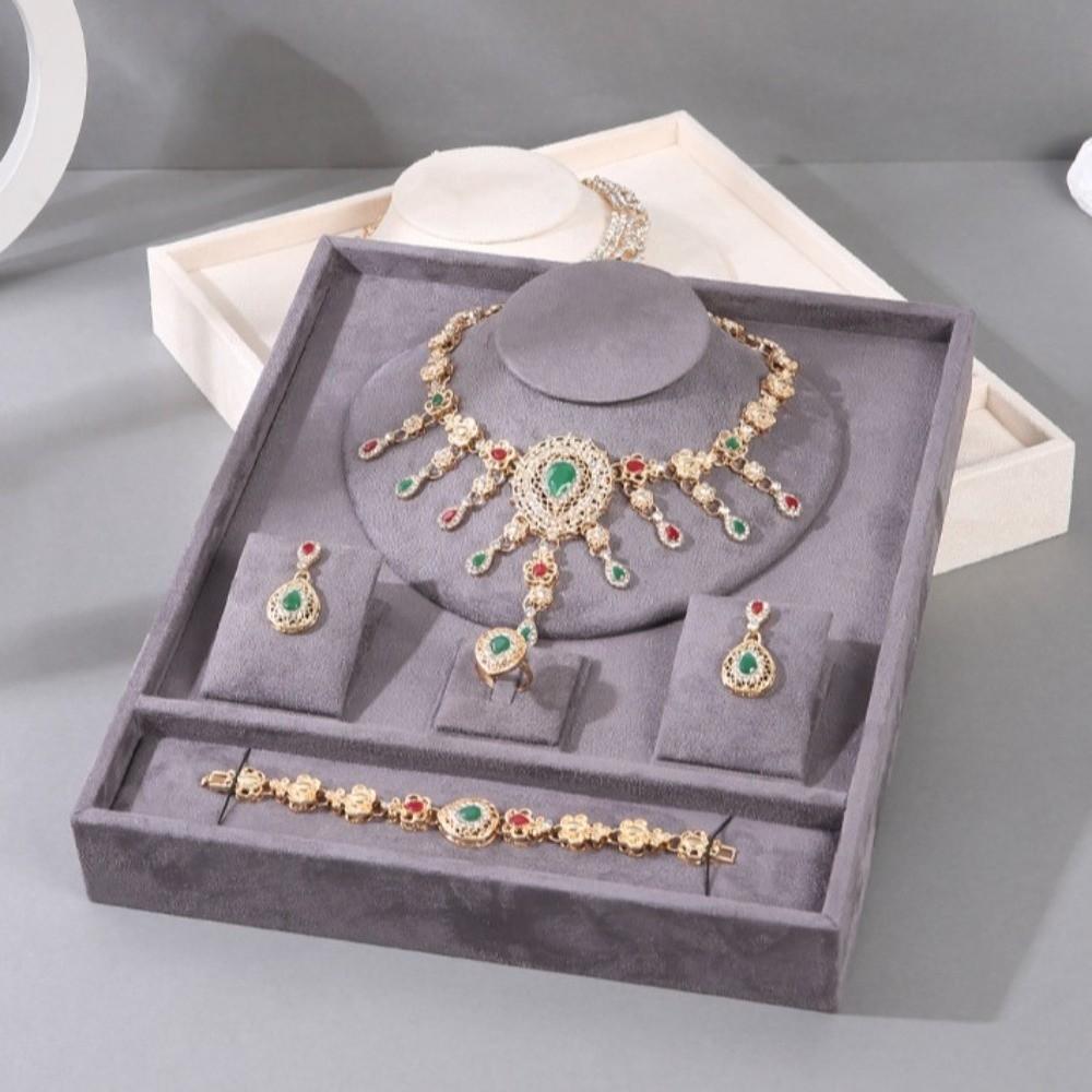 Velvet Jewelry Tray with Partitioned Texture Jewelry Set Display Stand Necklaces