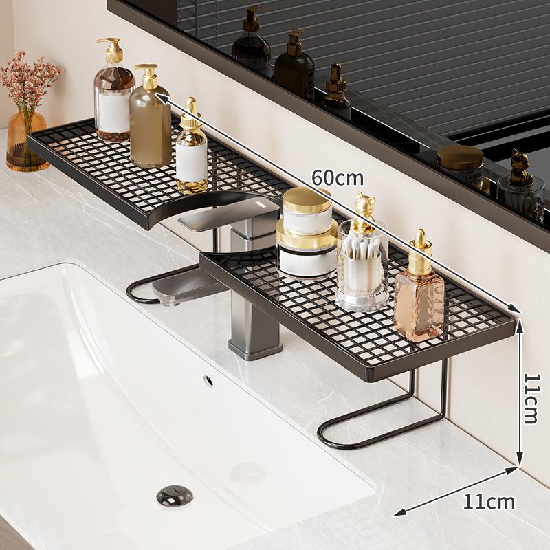 Household Mirror Front Toilet Rack Bathroom Washstand Wall-Mounted Faucet Non-Punching Sink Storage Multifunctional Fashion