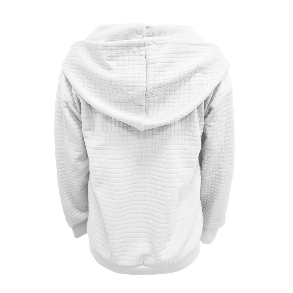 Women's Solid Color Zipper Hooded Cardigan Long Sleeved Sweatshirt Jacket