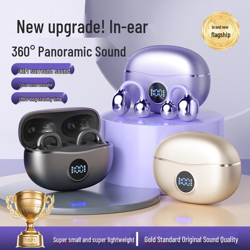 Bluetooth 6.0 Smart Noise Reduction Clip-On Wireless Headphones with Long Battery Life