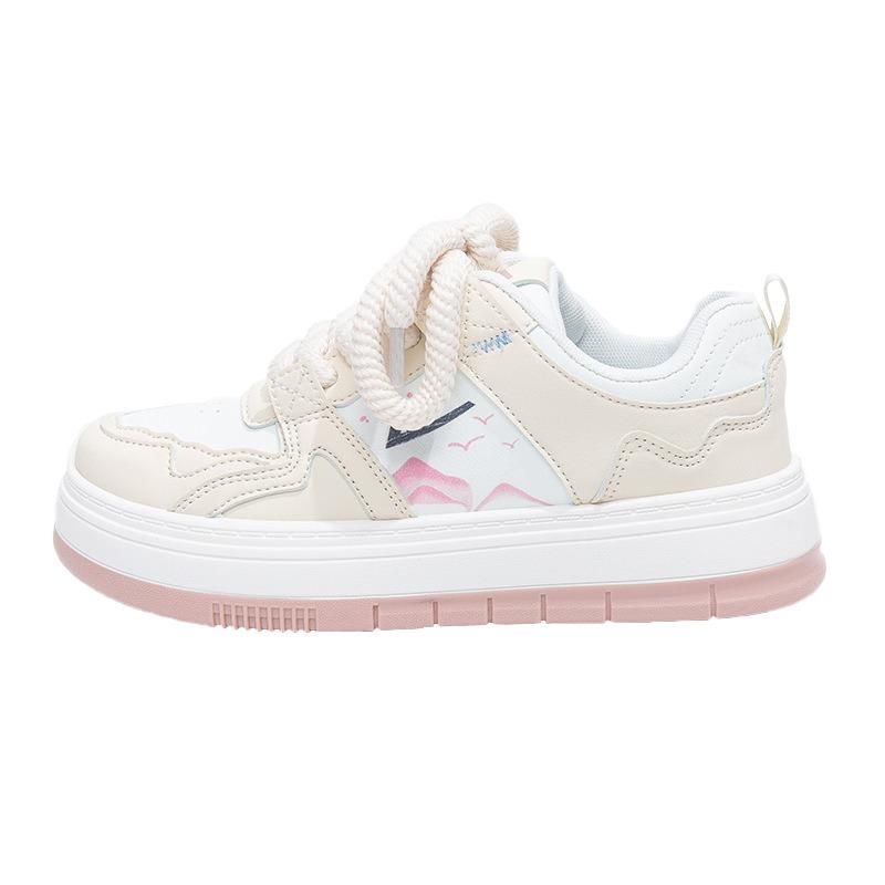 Landscape painting thick rope lace platform shoes design sense four seasons board shoes outdoor feet small casual shoes women