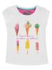 Girls' Short-sleeved T-shirt with Ice Cream, White Kanz