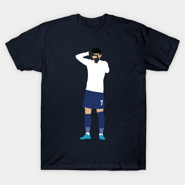 Men Black Print T-shirt Son Heung-Min Camera Celebration Spurs No-Cut Transfer Paper Print Cotton Tshirt S