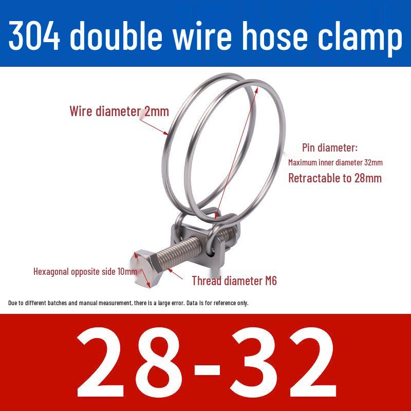 Doppeldraht-Schlauchschelle aus Edelstahl für Feuer-, Wasser-, Gasleitungen - Verdickt