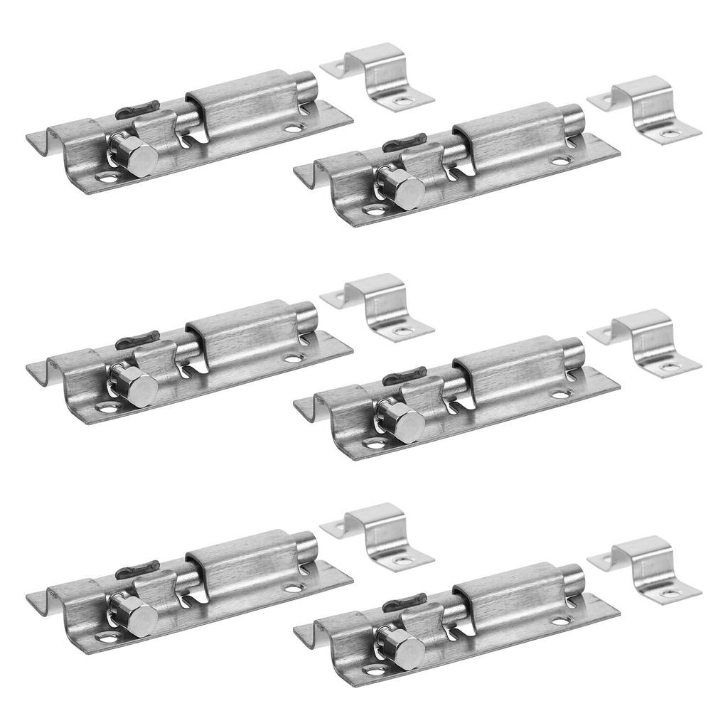 6Sets Stainless Steel Slide Bolt Latch Lock Extended Surface Mounted Barrel Bolt for Home Office Warehouse Garage Security Door