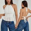 Sleeveless Chiffon Vest Tops Halter Women's Crop Top Fashion Lace-up Camisole  Beach