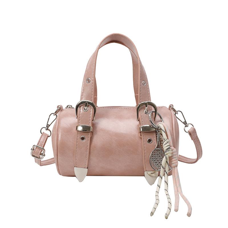 

Модная цилиндрическая сумка для ручной носки, женская новая повседневная сумка-мессенджер, универсальная сумка через плечо no pendant розовый