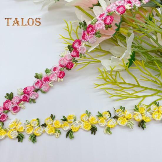 15 Yards Flower Lace Trim Ribbon Polyester Embroidered Lace Applique Strip Flower Lace Ribbon Sewing Fabric for DIY Crafts Wedding Decorations