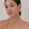 European & American Floral Heart Jewelry Set - Trendy Faux Gold Necklace & Earrings