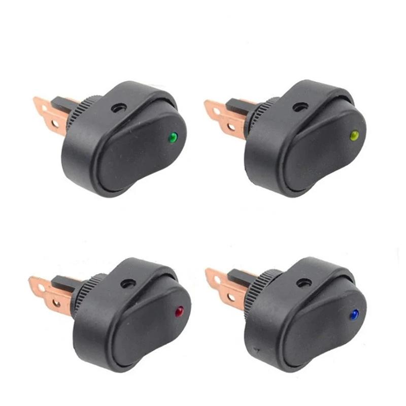 2Pcs 3 Pin LED Lighted On Off Switch Toggle Switch 12V 30A Oval Rocker Switch For Automative Car RV Marine Boat