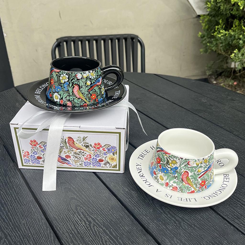Colorful Ceramic Coffee Mug Set Afternoon Tea Mug Breakfast Milk Oatmeal Mug Cake Plate Home Cup Drinkware Set Party Guest Gifts