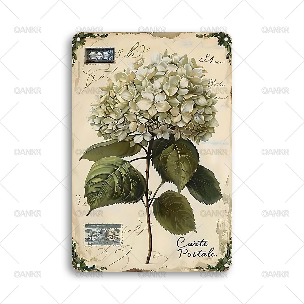 

Vintage Garden Art Poster Metal Tin Sign Ideal Gift x Inch Hydrangea Floral Metal Signs for Backyard Bedroom Home Decor 20x30cm（7.8x11.8inch）