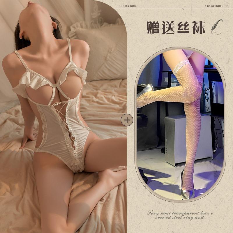 Sexy lingerie sexy suspender lace seduction open onesie women gather perspective uniform hot pure desire