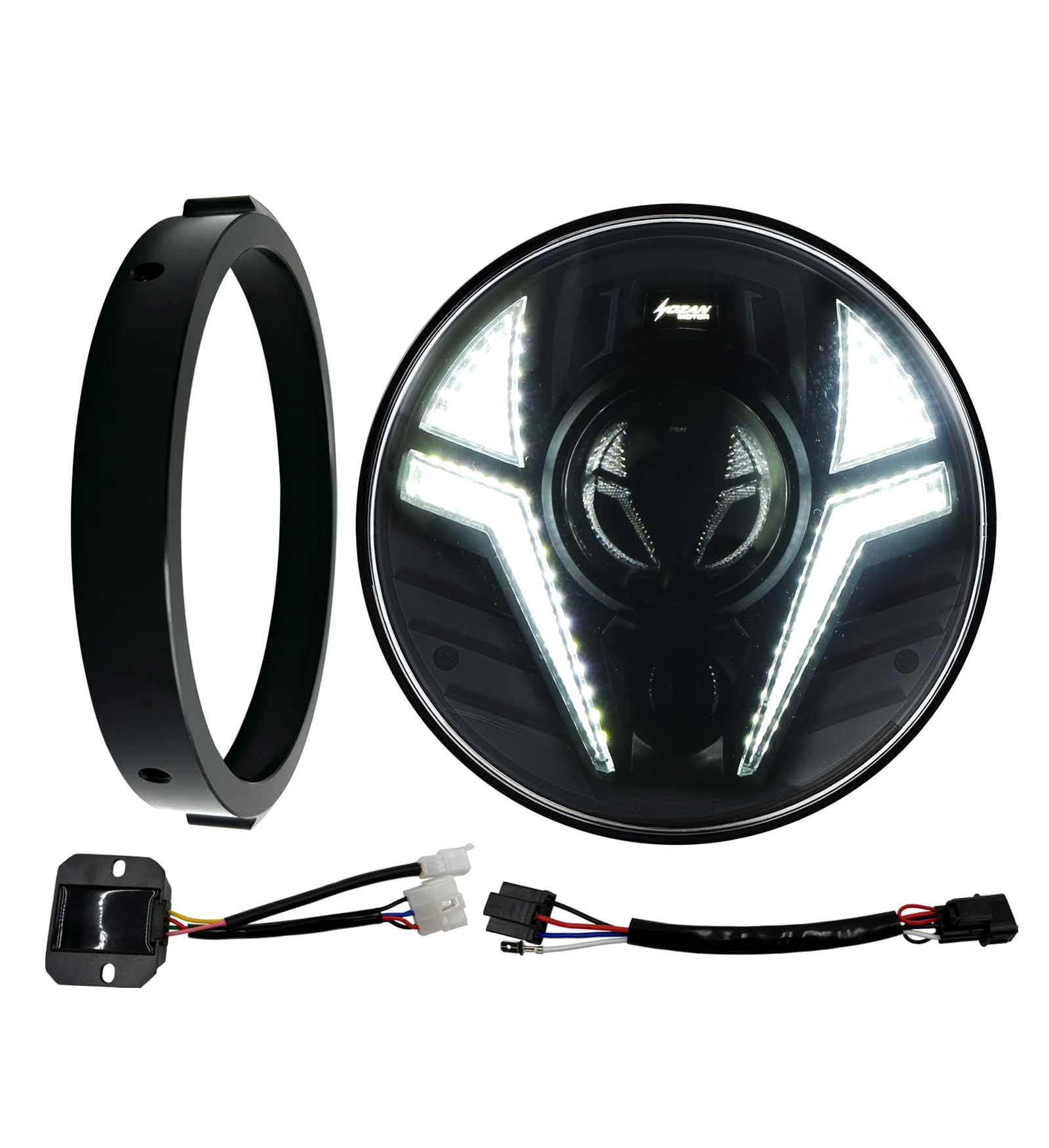 

HENGTUAOTO LED Headlight for Honda Cross Cub Auxiliary White Amber Turn Headlight Mounting Dedicated Adapter and Ballast Compatible with 2022 and