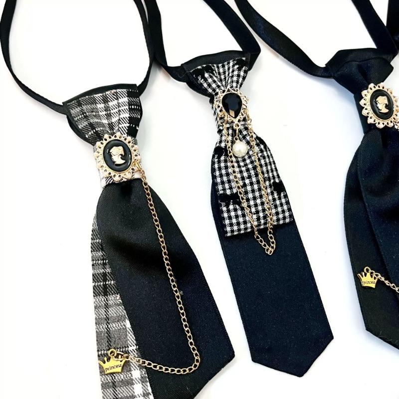 9 Styles Fashion Necktie Metal Chain Crystal Pendant Jewelry Bowtie Evening Adjustable Pre-Tied JK Shirt Decoration Bow Tie