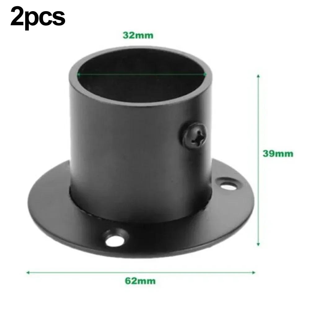 2 szt. Stal nierdzewna Wspornik Rury Podpora Rury Kołnierz Gniazdo Na Szafę Drążek do Wieszania Uchwyt Końcowy 19-32 mm