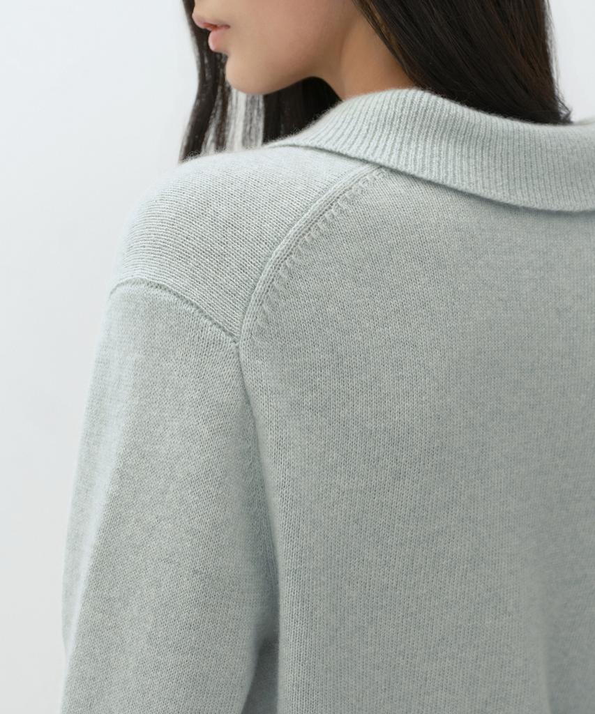 MUSINSA STANDARD WOMAN [Victoria Wool] Women'S Collared Knit [Mint Grey]