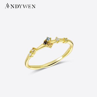 925 Sterling Silver Gold Sage Rainbow Zircon Rings Women 2023 Luxury Fine Fashion Jewelry Crystal High Quality Jewels