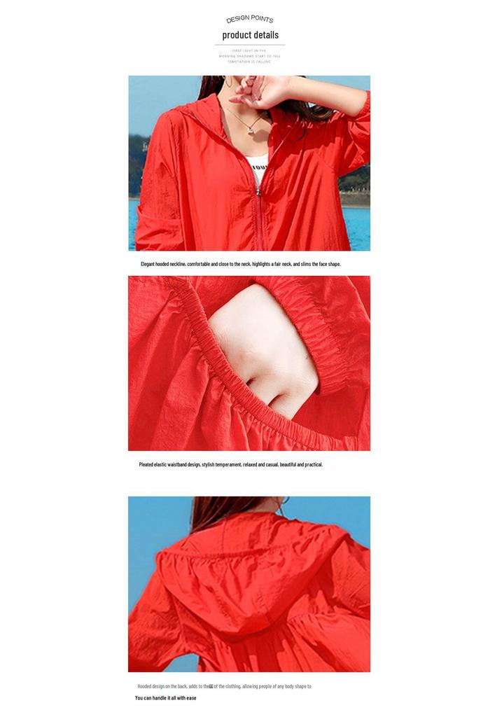 Damen Mittellange Anti-UV Sommerjacke - 2023 Atmungsaktiv Koreanischer Stil, Locker, Elegant und Dünnes Design