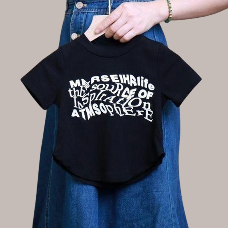 

Дитяча футболка з коротким рукавом для дівчаток, літня, з круглим вирізом, еластична, солодка принцеса, дитячий топ 150