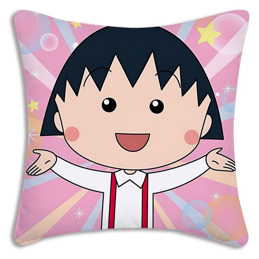Anime Chibi M-Maruko-chanS Povlaky na polštáře Kreslený Dekorativní na pohovku Domácí Oboustranný tisk Krátký plyš Roztomilý povlak na polštář