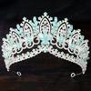 Royal Queen AB Green Crown Big Diadem Bride Tiara Crowns for Women Bridal Wedding Party Crown Hair Dress Jewelry Accessories