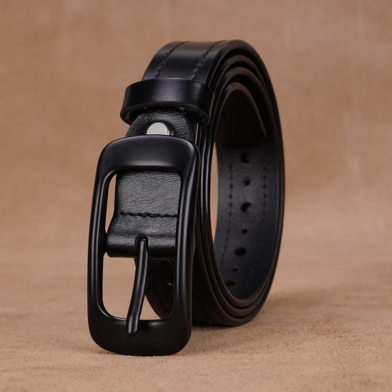 Womens Genuine Leather Belt With Pin Buckle Adjustable No-Hole Design Retro Chic Waistband Jeans Dresses