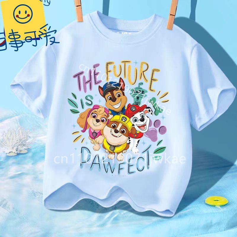Kids Paw Patrol Cartoon Graphic Baby T Shirt Cotton Casual Short Sleeve Tee Boys and Girls 2026 Summer Toddler Clothing Tops