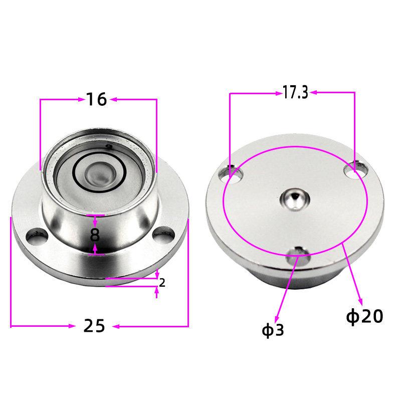 HACCURY Round Metal Spirit Level with Base Mounting Holes