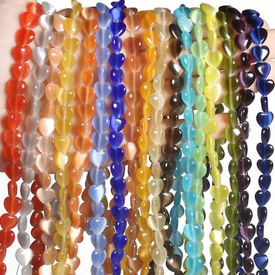 1 pz perline di pietra naturale 8mm occhio di gatto pietra di luna opale forme di cuore colore della miscela distanziatore allentato in rilievo per creazione di gioielli collana braccialetto fai da te