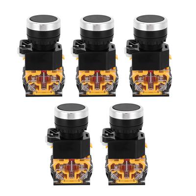 5 Stück 22mm 37V440V Drucktastenschalter Selbstzurücksetzender Taster ohne Licht(Schwarz )