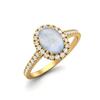 7x5 mm Oval Moonstone Halo 925 Sterling Silver Gold Vermeil Engagement Anniversary Women Ring