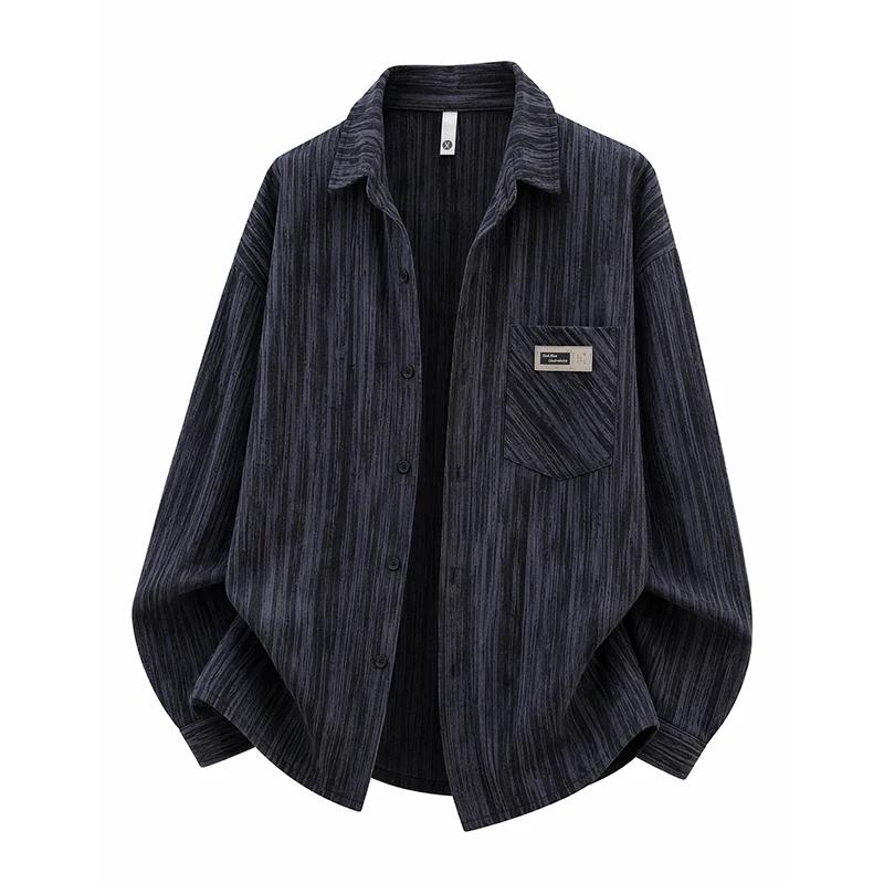 Men's Shirt 2026 Autumn New Arrival Shirts Men Corduroy Tie Dye Shirt Hong Kong Style Loose Long Sleeve Casual Blouse