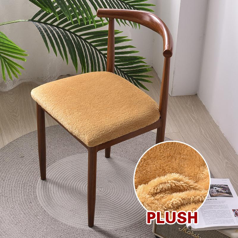Plush Chair Seat Covers with Elastic Ties Removable Washable Anti-Dust Dinning Room Chair Protector Chair Seat Cushion Slipcover