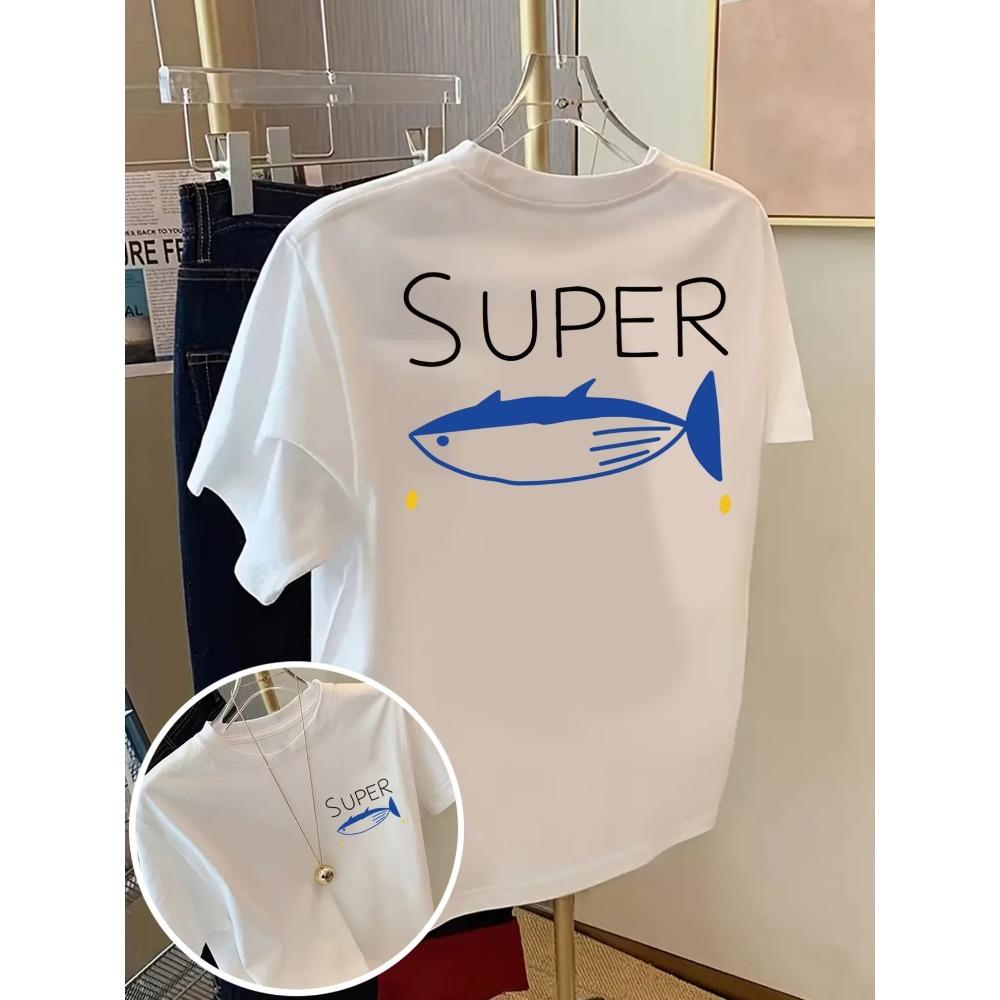 

Spring Summer Women S Top Easy Painting Style Crab Print Short Sleeve Round Neck T-Shirt with Slight Aesthetic Clothes M
