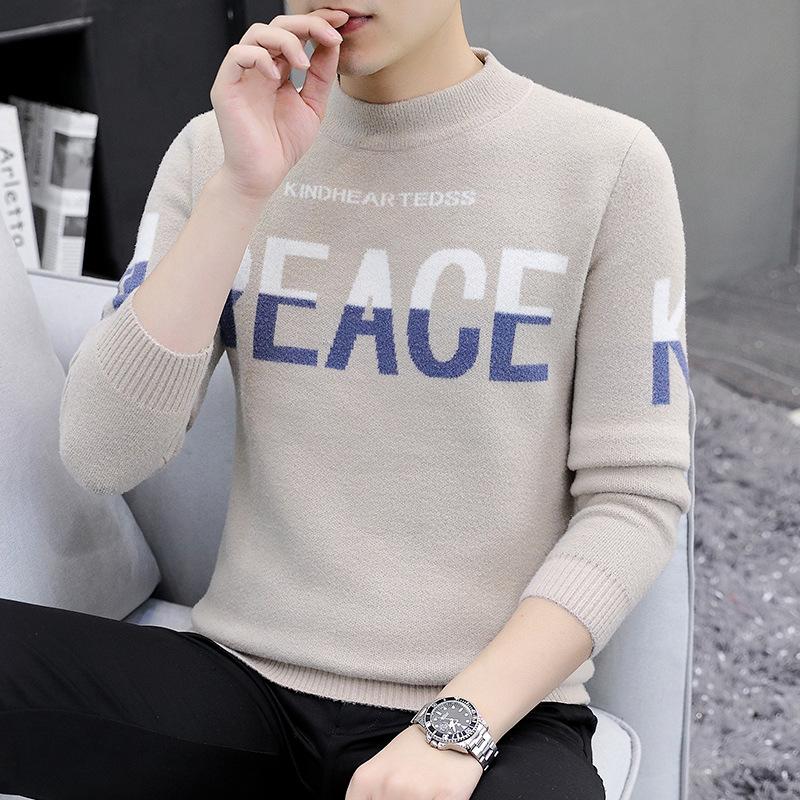 

Норковый плюшевый свитер для мужчин осенью и зимой с полувысоким воротником, базовое пальто. Зимний кашемировый свитер. Плюшевый толстый средний воротник, теплый топ.