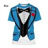 T-shirt Smoking Stampata 3D Cravatta a Papillon Vintage Completo Uomo Estate Casual Manica Corta Divertente Finto Completo Camicia Top Abbigliamento Cosplay