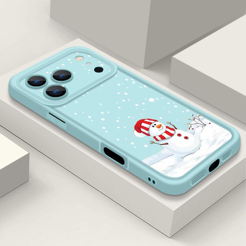 Christmas Snowman Soft TPU Phone Case For iPhone Air 16e 17 16 15 14 Pro Max 13 12 Pro 15 16 14 Plus Shockproof Silicone Cover