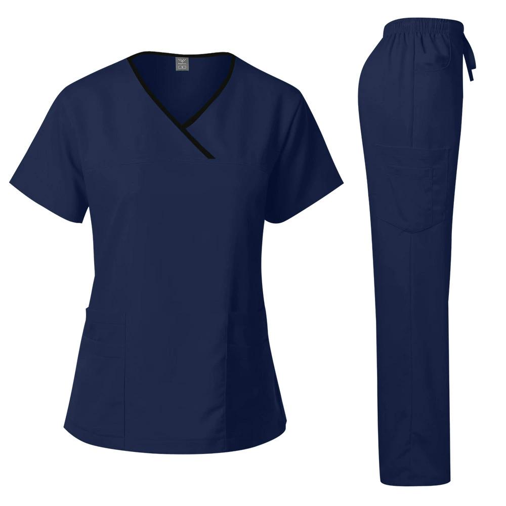 Uniform Pielęgniarki Medyczny Piękno SPA Uniforma Stomatologiczna Scrub Zestaw Scrubów Pielęgniarskich Opieka Zdrowotna Damski Strój Chirurgiczny Góra+Spodnie Garnitur Hurtownia