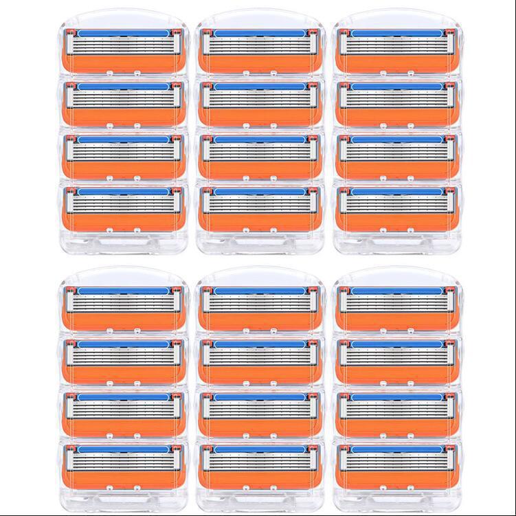 5-Blade Manual Razor with Universal Cartridge - Orange and Blue