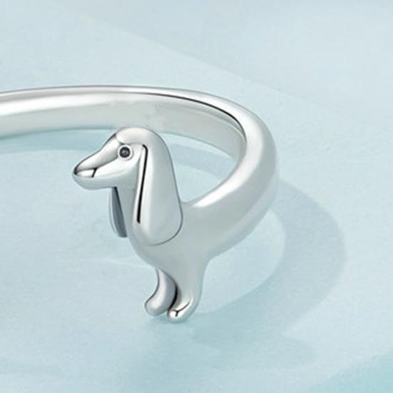 Bague Ouvrante Design Chien Teckel Bague de Doigt Réglable Bague de Taille Flexible Bijoux Accessoire Polyvalent