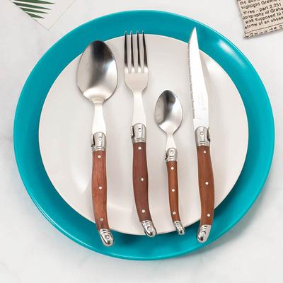 Premium Steakmessen Vork Lepel Houten Bestek Japanisch Dinermes Stijlvol Ontwerp Vorken Roestvrij Staal Houten Servies Complete Set 4/6/24 Stuks Lag