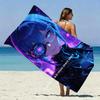 Cyber Anime Girl Beach Towel Patterned Sunscreen And Windproof Suitable For Swimming Pool Camping Travel Blanket